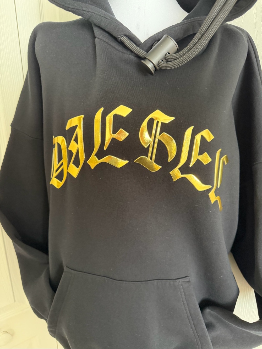 Diesel Black Hoodie with Gold Gothic Logo - Men Sweaters